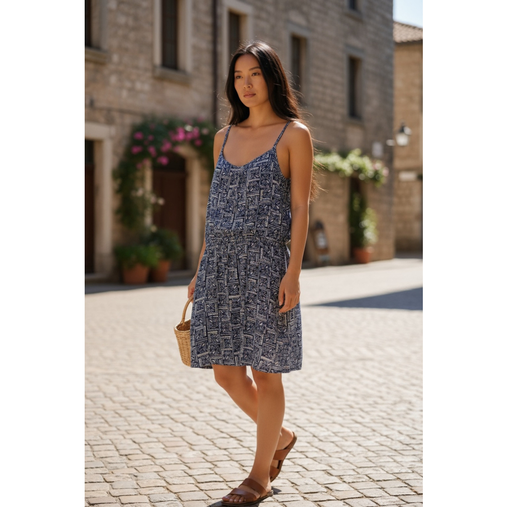 Joe Fresh Blue Printed Cotton Sundress L
